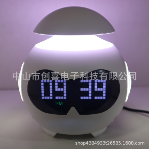 LED兒童臥室小夜燈 表情時鍾 閙鍾 藍牙音樂播放器  氛圍燈