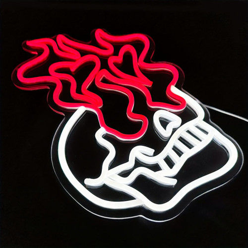 LED霓虹燈牌紅色骷髏頭萬聖節裝飾燈牌房間客廳臥室氛圍燈小夜燈 LED霓虹燈牌紅色骷髏頭萬聖節裝飾燈牌房間客廳臥室氛圍燈小夜燈