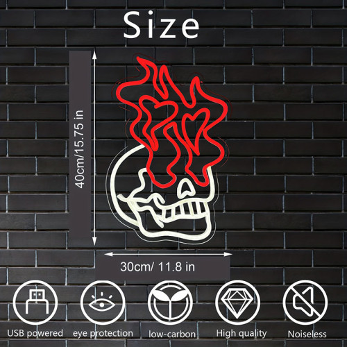 LED霓虹燈牌紅色骷髏頭萬聖節裝飾燈牌房間客廳臥室氛圍燈小夜燈 LED霓虹燈牌紅色骷髏頭萬聖節裝飾燈牌房間客廳臥室氛圍燈小夜燈