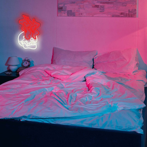 LED霓虹燈牌紅色骷髏頭萬聖節裝飾燈牌房間客廳臥室氛圍燈小夜燈 LED霓虹燈牌紅色骷髏頭萬聖節裝飾燈牌房間客廳臥室氛圍燈小夜燈