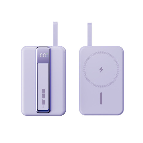 新款自帶線磁吸無線充電寶10000安培22.5W超級快充PD雙向行動電源