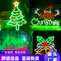 聖誕節麋鹿爆款霓虹燈雪人聖誕老人字母USB聖誕裝飾燈