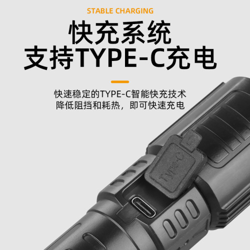 便捷充電遠射ABS強光調焦手電筒戶外迷你LED多功能變焦