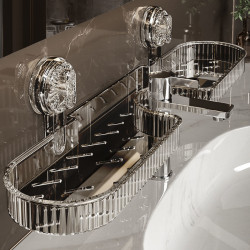 吸盤水龍頭置物架衛生間浴室厠所洗手間洗手台牆上免打孔收納掛架