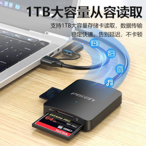 品勝讀卡器四合一cf卡sd高速usb3.0otg安卓typec手機ms轉換多功能