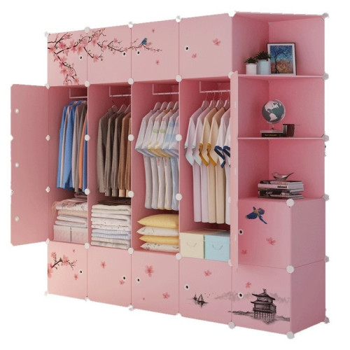 簡易衣櫃組裝家用臥室塑膠櫃子掛收納現代簡約出租房儲物櫃布衣櫥