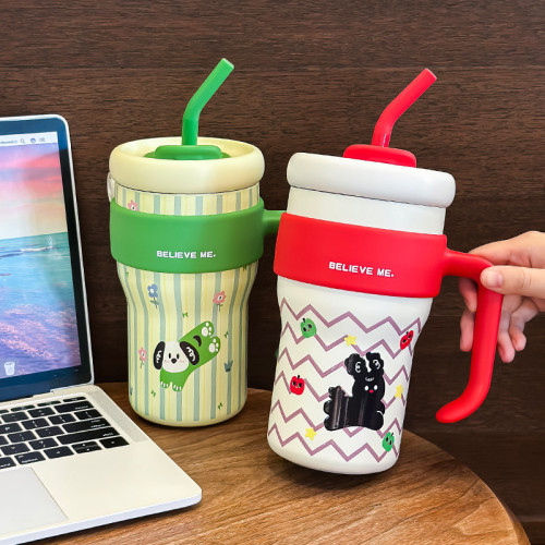 可愛卡通清雅冰霸杯高顔值女生大容量保溫杯不鏽鋼巨無霸車用吸管 可愛卡通清雅冰霸杯高顔值女生大容量保溫杯不鏽鋼巨無霸車用吸管