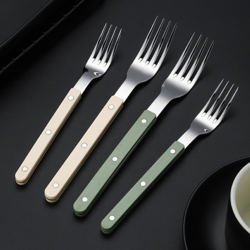 430不鏽鋼柳釘夾柄刀叉勺酒店餐具奶油風法式牛排刀甜品勺叉套裝 430不鏽鋼柳釘夾柄刀叉勺酒店餐具奶油風法式牛排刀甜品勺叉套裝
