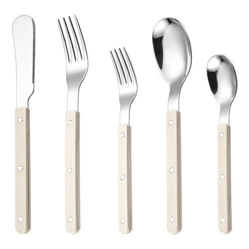 430不鏽鋼柳釘夾柄刀叉勺酒店餐具奶油風法式牛排刀甜品勺叉套裝 430不鏽鋼柳釘夾柄刀叉勺酒店餐具奶油風法式牛排刀甜品勺叉套裝