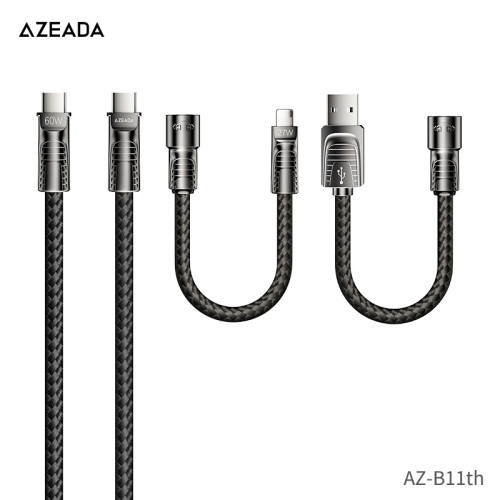 AZEADA鋅合金機甲風四合一快充數據線一拖四數據線充電線PD快充