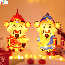 發光財神爺led彩燈掛件新年春節元宵喜慶氛圍櫥窗裝飾布置掛飾