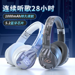 新款頭戴式耳機塗鴉圖案國潮無線藍牙遊戯電競重低音超長續航