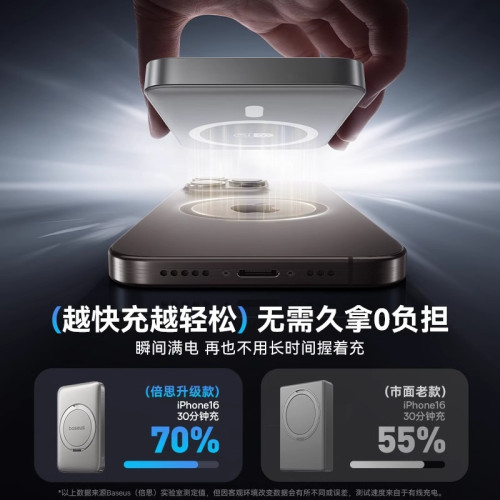 新款磁吸無線充電寶快充大容量適用iphone16promax蘋果行動電源