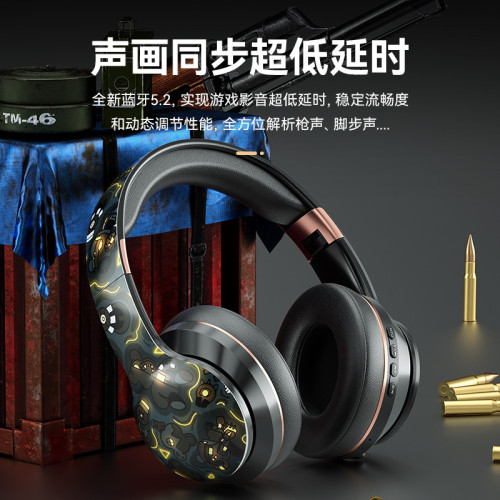 爆款無線藍牙耳機頭戴式國潮風網紅款潮流塗鴉重低音遊戯 爆款無線藍牙耳機頭戴式國潮風網紅款潮流塗鴉重低音遊戯