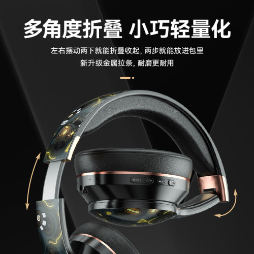 爆款無線藍牙耳機頭戴式國潮風網紅款潮流塗鴉重低音遊戯 爆款無線藍牙耳機頭戴式國潮風網紅款潮流塗鴉重低音遊戯
