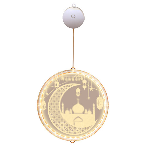 發光星星月亮城堡led彩燈掛件齋節氛圍室內窗戶裝飾布置掛飾