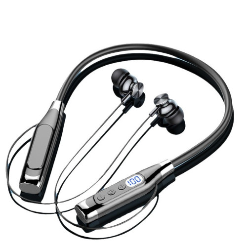 藍牙耳機適用於蘋果華爲小米掛脖數顯運動降噪耳機有線超長待機