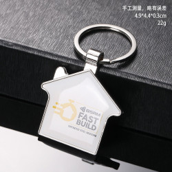 金屬房子鑰匙釦DIY圖案地産廣告小禮品廣告雷射印刷貼紙滴膠