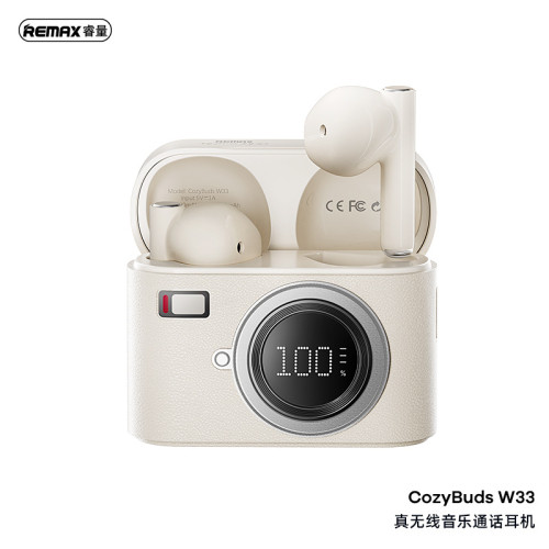 remax 真無線電量數顯藍牙耳機 相機造型長續航手機音樂無線耳機