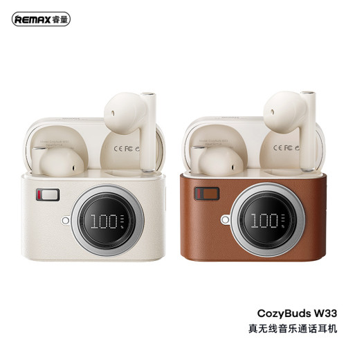 remax 真無線電量數顯藍牙耳機 相機造型長續航手機音樂無線耳機