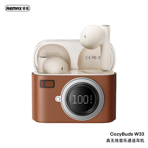 remax 真無線電量數顯藍牙耳機 相機造型長續航手機音樂無線耳機