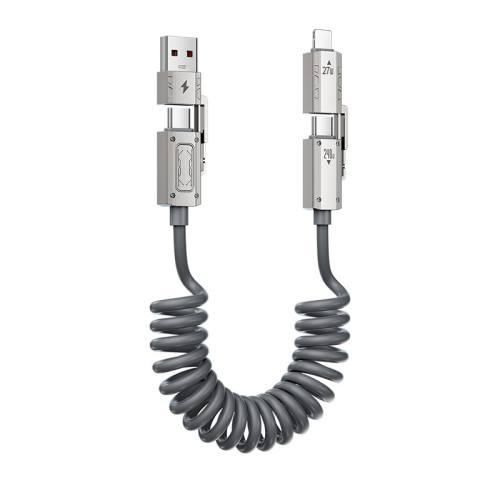 240W充電線四合一數據線液態矽膠適用蘋果16安卓Type-C車用伸縮線 240W充電線四合一數據線液態矽膠適用蘋果16安卓Type-C車用伸縮線