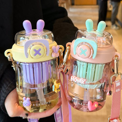 鉑盛水杯女生高顔值吸管杯子可愛萌帶茶隔夏季學生上學水壺可攜式