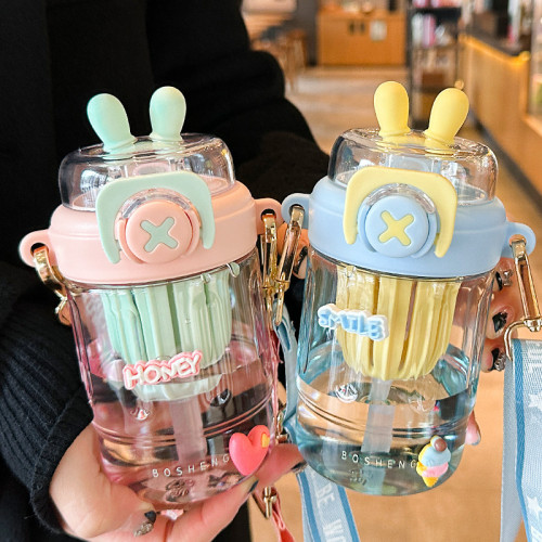 鉑盛水杯女生高顔值吸管杯子可愛萌帶茶隔夏季學生上學水壺可攜式 鉑盛水杯女生高顔值吸管杯子可愛萌帶茶隔夏季學生上學水壺可攜式