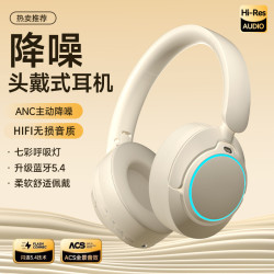 爆款ANC主動降噪頭戴式無線藍牙耳機 重低音可控燈大耳罩