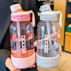 道奇運動水杯女2025大容量耐高溫吸管杯學生上學專用防摔健身水壺