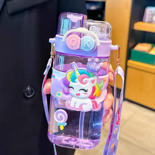 2025新款卡通塑膠杯可愛雙飲杯背帶可攜式兒童吸管水杯杯子 2025新款卡通塑膠杯可愛雙飲杯背帶可攜式兒童吸管水杯杯子