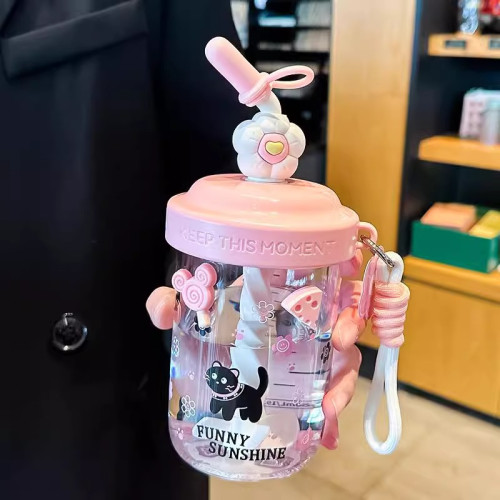 可愛攪拌杯2025新款女高顔值塑膠杯夏季帶吸管女學生個性可攜式水杯 可愛攪拌杯2025新款女高顔值塑膠杯夏季帶吸管女學生個性可攜式水杯