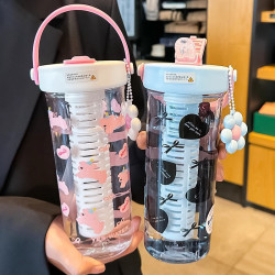 小清新塑膠杯吸管杯新款女高顔值大容量帶茶倉水杯夏天學生杯