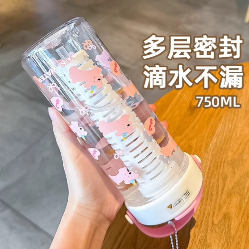 小清新塑膠杯吸管杯新款女高顔值大容量帶茶倉水杯夏天學生杯 小清新塑膠杯吸管杯新款女高顔值大容量帶茶倉水杯夏天學生杯