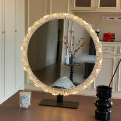 輕奢化妝鏡亞克力led帶燈高級梳妝鏡異形鏡梳妝桌上型桌面發光鏡子