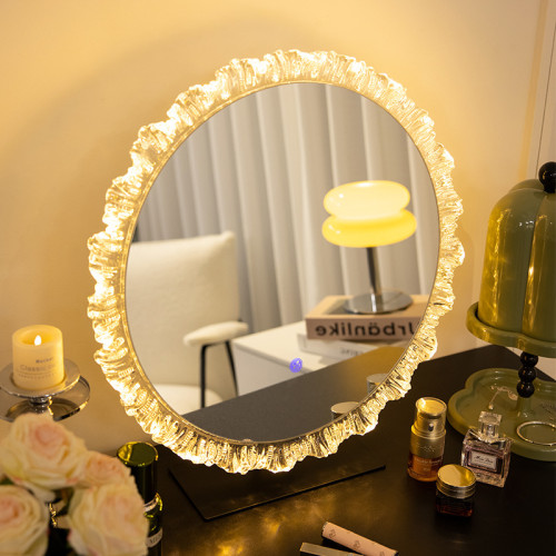 輕奢化妝鏡亞克力led帶燈高級梳妝鏡異形鏡梳妝桌上型桌面發光鏡子 輕奢化妝鏡亞克力led帶燈高級梳妝鏡異形鏡梳妝桌上型桌面發光鏡子