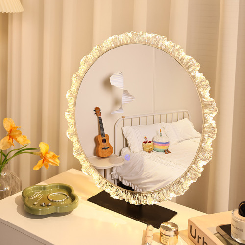 輕奢化妝鏡亞克力led帶燈高級梳妝鏡異形鏡梳妝桌上型桌面發光鏡子 輕奢化妝鏡亞克力led帶燈高級梳妝鏡異形鏡梳妝桌上型桌面發光鏡子