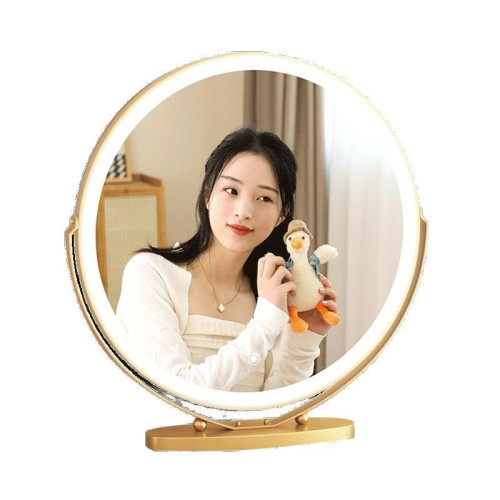 桌上型智能led化妝鏡帶燈光女生臥室房間桌面網紅奶油風梳妝台鏡子 桌上型智能led化妝鏡帶燈光女生臥室房間桌面網紅奶油風梳妝台鏡子