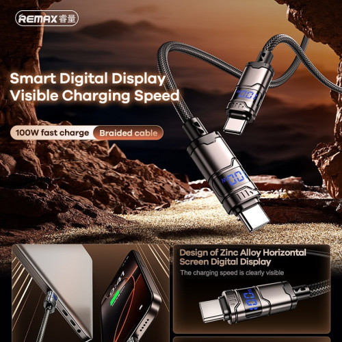 remax數據線100W快充數顯type-c手機充電線PD30W適用蘋果16安卓 remax數據線100W快充數顯type-c手機充電線PD30W適用蘋果16安卓