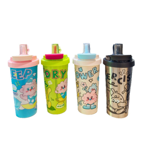 可愛卡通咖啡杯可攜式小年輕真空吸管杯高顔值不鏽鋼水杯禮品杯 可愛卡通咖啡杯可攜式小年輕真空吸管杯高顔值不鏽鋼水杯禮品杯