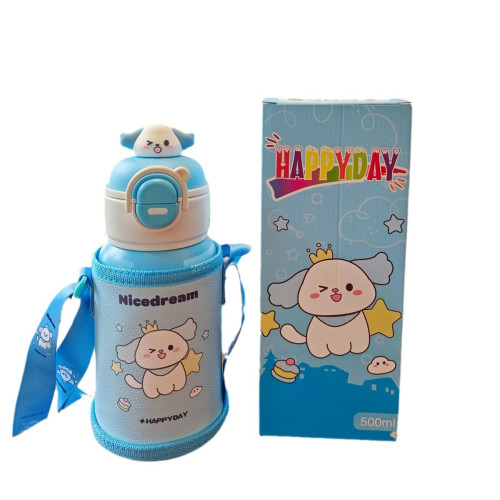 可愛公仔兒童保溫杯帶杯套防摔吸管水杯一杯雙飲真空杯子禮品 可愛公仔兒童保溫杯帶杯套防摔吸管水杯一杯雙飲真空杯子禮品