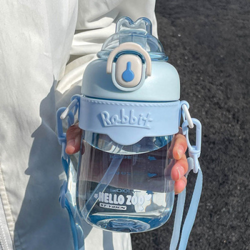 學生可愛兔子水杯女生高顔值塑膠杯子帶吸管兒童學生幼兒園可攜式 學生可愛兔子水杯女生高顔值塑膠杯子帶吸管兒童學生幼兒園可攜式