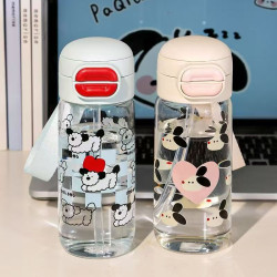 卡通吸管玻璃杯ins風可愛小狗男女生新款高硼矽耐熱可攜式雙飲杯批