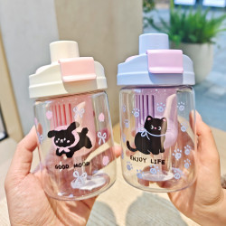 新款動物茶隔塑膠杯可愛雙飲吸管杯可攜式高顔值女生水杯禮品杯