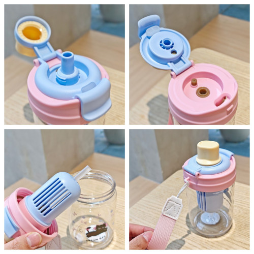 新款動物茶隔塑膠杯可愛雙飲吸管杯可攜式高顔值女生水杯禮品杯 新款動物茶隔塑膠杯可愛雙飲吸管杯可攜式高顔值女生水杯禮品杯