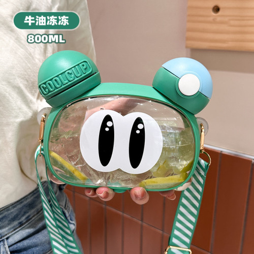 夏季大眼萌萌水杯創意雙飲杯高顔值帶吸管塑膠杯子學生戶外可攜式杯 夏季大眼萌萌水杯創意雙飲杯高顔值帶吸管塑膠杯子學生戶外可攜式杯