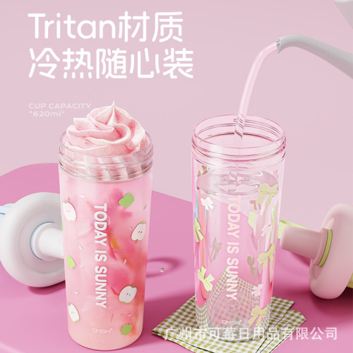 草莓生活吸管杯tritan大容量可攜式花茶杯女生高顔值水杯夏季耐熱批 草莓生活吸管杯tritan大容量可攜式花茶杯女生高顔值水杯夏季耐熱批