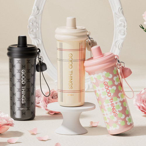 草莓生活新款316保溫杯高顔值女生可攜式吸管水杯情侶辦公室咖啡杯 草莓生活新款316保溫杯高顔值女生可攜式吸管水杯情侶辦公室咖啡杯