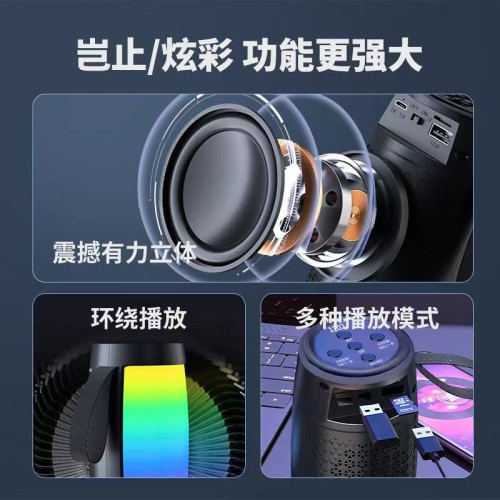 1202藍牙音箱帶氛圍燈戶外可攜式迷你車用家用桌面無線音響重低音砲