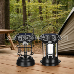 太陽能野營燈家用防水庭院燈氛圍陽台燈院子花園露營照明充電馬燈